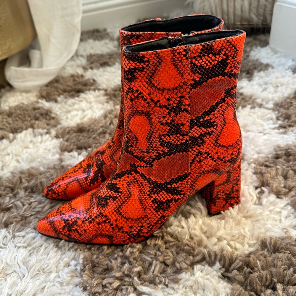 Red snake boots